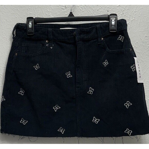Pacsun Butterfly Corduroy Mini Skirt Size 28 Buttons Pockets Zipper - Picture 3 of 6